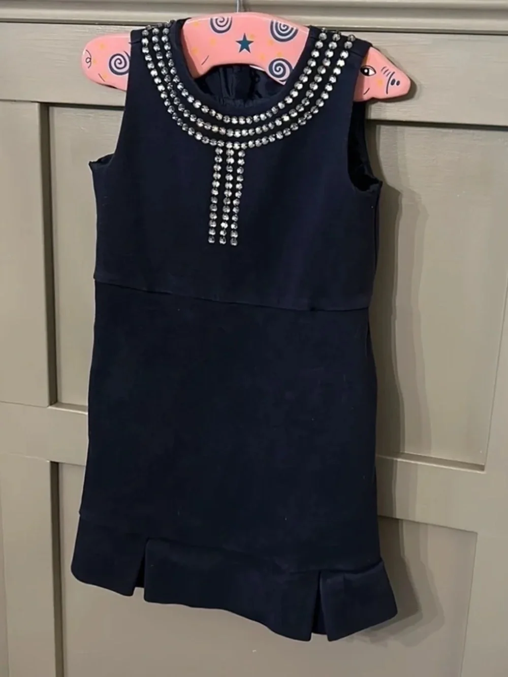 J. Crew Crewcuts Navy Ponte Knit Dress Rhinestone Jeweled Girls' Size 5